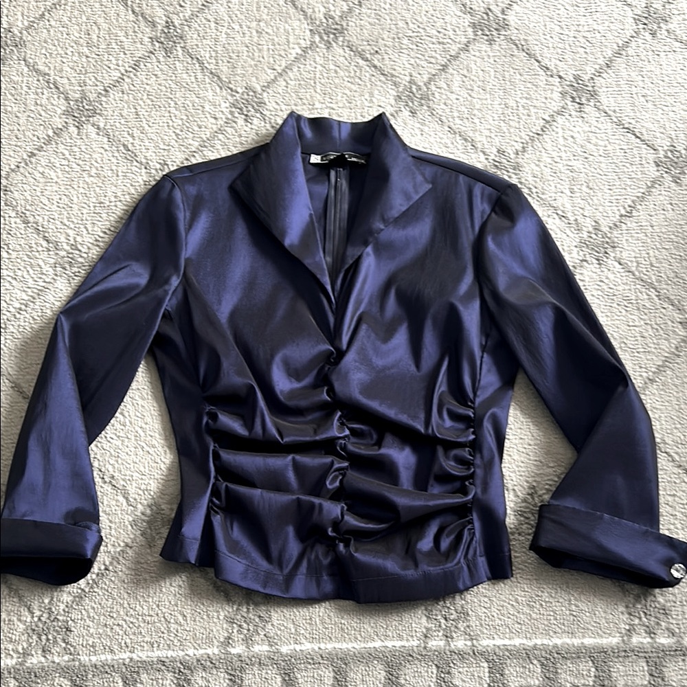 JS Boutique Navy Blue Satin Top